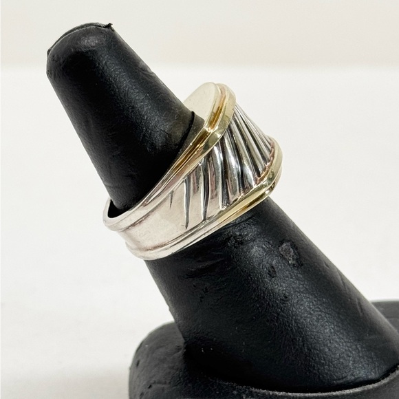 David Yurman Cigar Band Cable Ring .925/14K - Picture 4 of 11